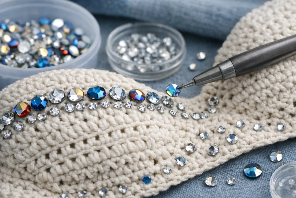 Sublimer un bustier crocheté avec des strass