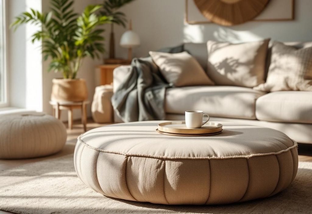 Coussins ronds comme table basse : une idée maligne pour sublimer la décoration intérieure