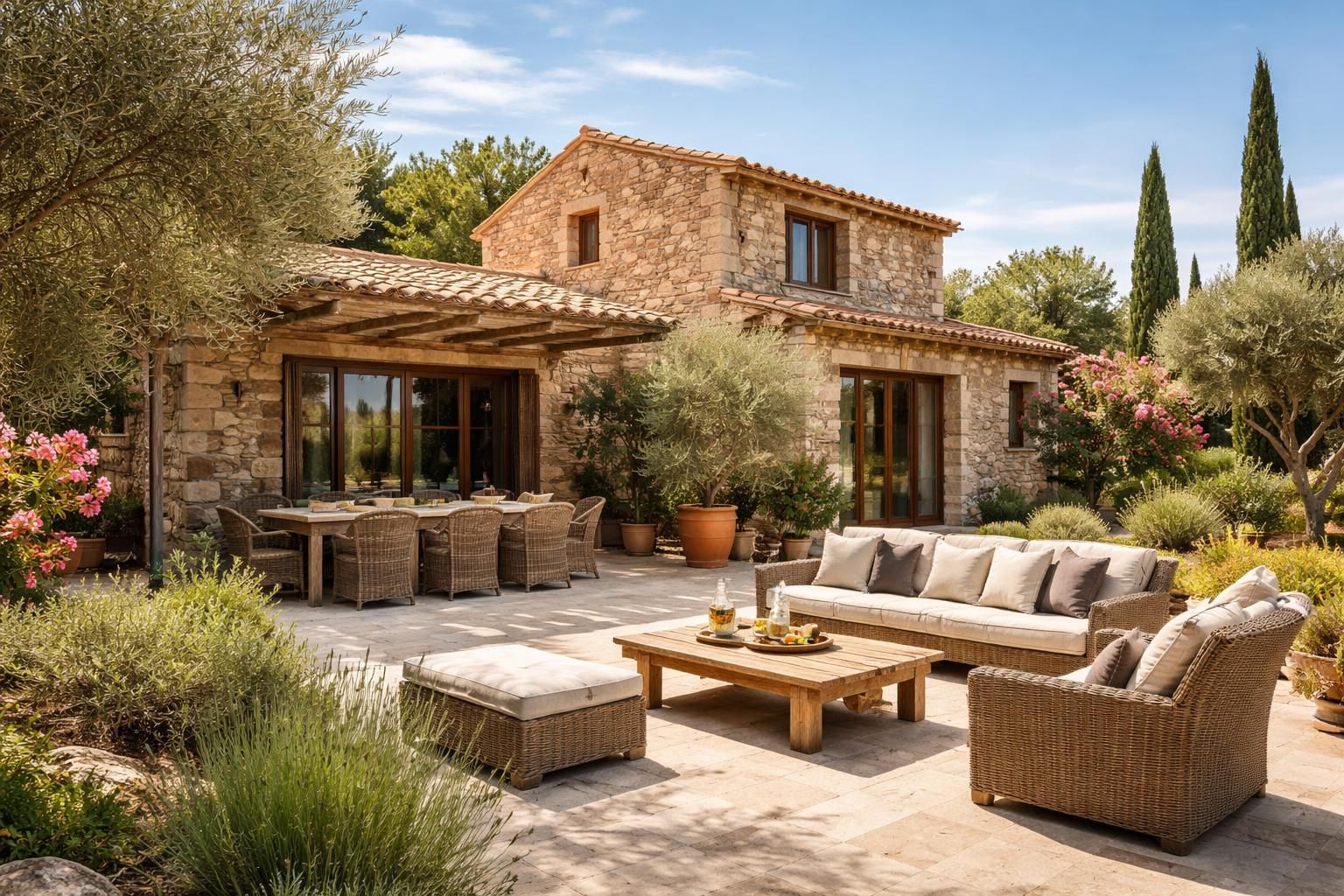 Créer une villa corse avec terrasse intégrée et pierre de pays pour ambiance méditerranéenne